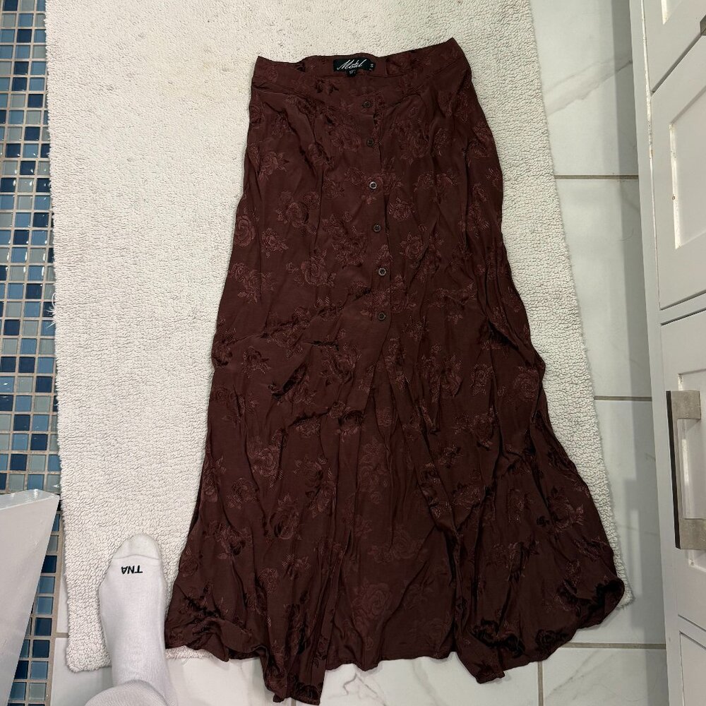 Motel Rocks Burgundy Midi Skirt